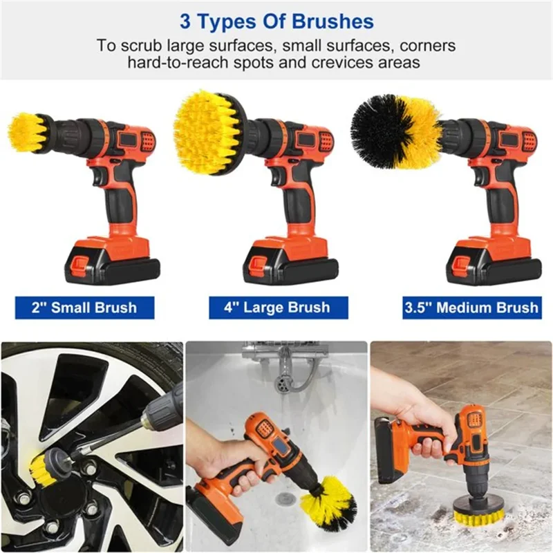 Power Tools Kit Set - Conjunto de 3 Escovas para Furadeira